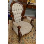 Victorian style button-back armchair