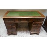 Mahogany leather top pedestal desk