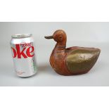 Wooden and brass decoy duck