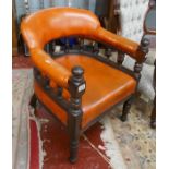 Orange leather antique spindle back tub chair