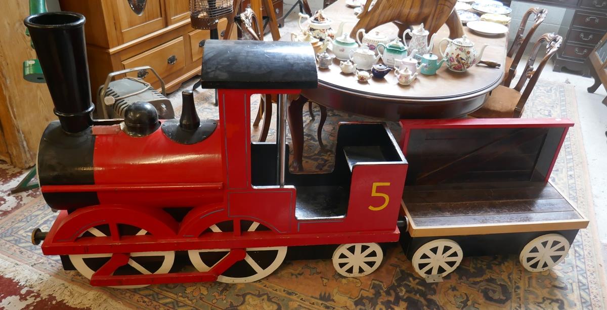 Child's scratch built sit on model of train - James from Thomas the Tank Engine