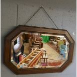 Oak framed bevelled glass mirror