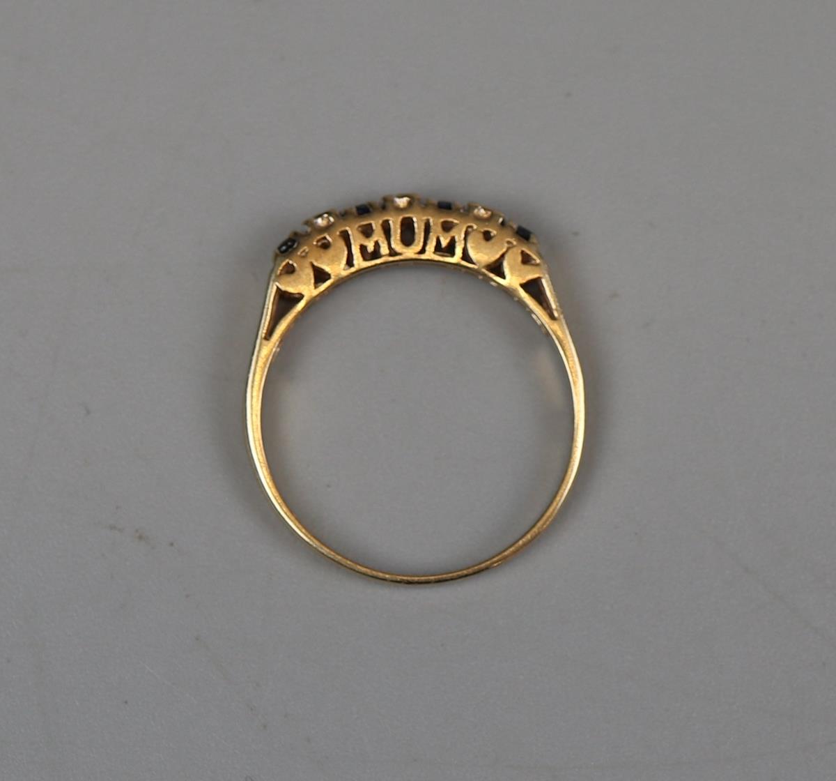 Gold sapphire & diamond half hoop ring - Size N - Image 3 of 3