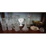 Collection of glass to include decanters, apothecary jars etc