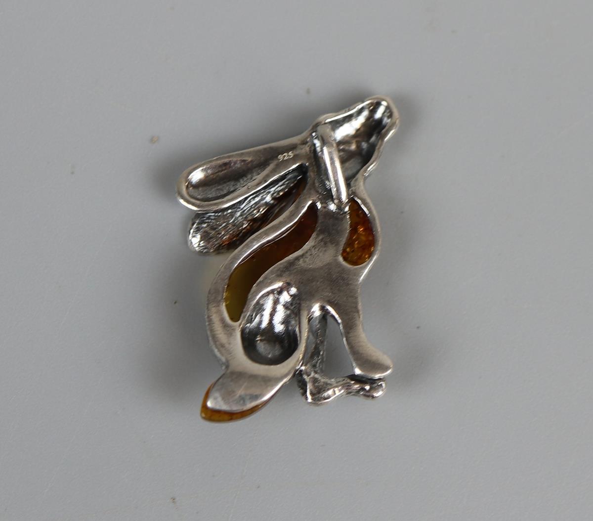 Silver & amber hare pendant - Bild 2 aus 2