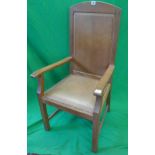 Arts & Crafts oak throne chair