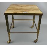 Regency style brass framed marble topped occasional table