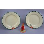 2 Clarrice Cliff plates - Ravel - Bizarre and Wedgwood Clarice Cliff design Bizarre shaker