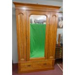Wardrobe with large mirror to front - Approx size: W: 131cm D: 58cm H: 209cm