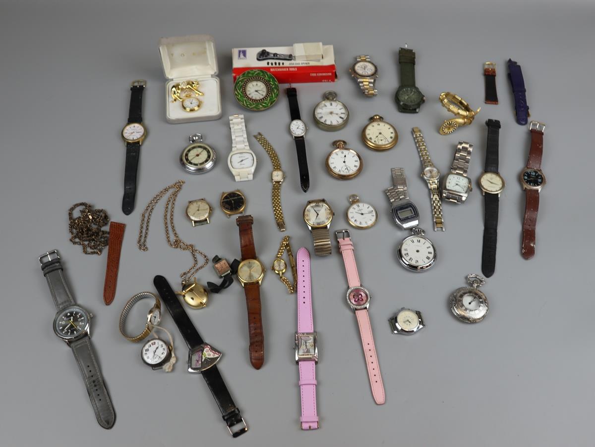 Collection of watches & pocket watches to include hallmarked silver example