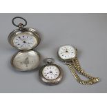 2 silver pocket watches & another
