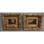 2 small oils - Rural scenes in ornate gilt frames