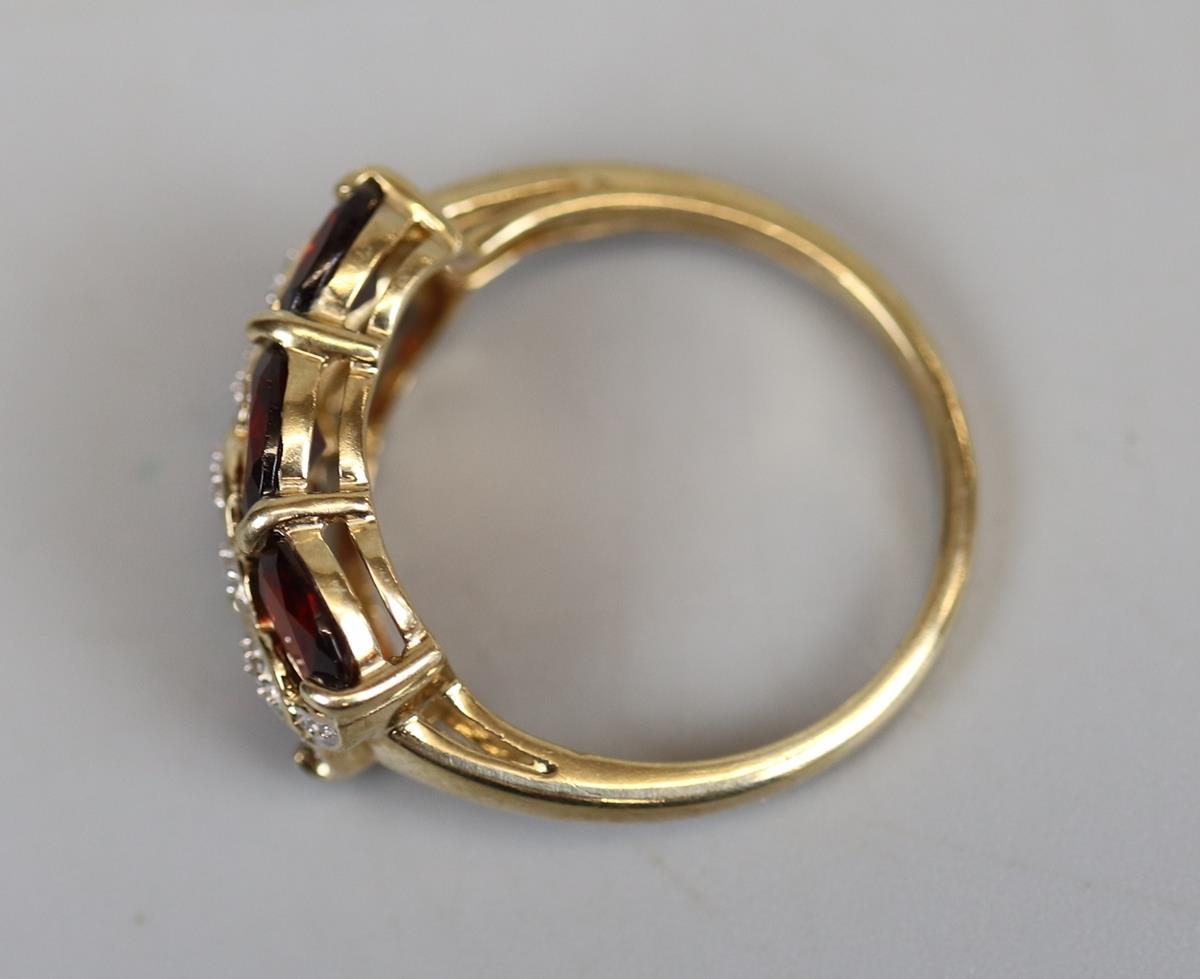 Gold garnet & diamond set ring (size M½) - Image 2 of 2