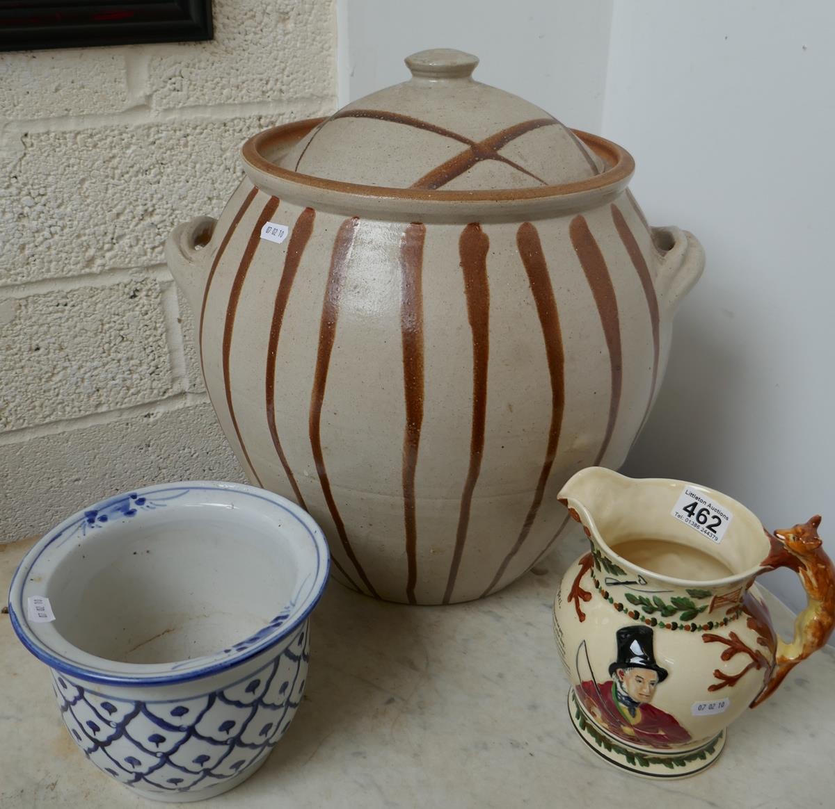 3 pieces of ceramics to include Crown Devon, John Peel hunting themed jug