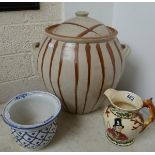 3 pieces of ceramics to include Crown Devon, John Peel hunting themed jug