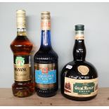3 bottles of liquor - Banana, Blue Curacao & Grand Marina Cream