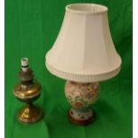 Oriental table lamp together with Aladdin converted oil lamp