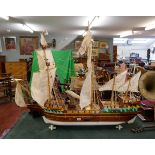 Scratch built model galleon - The revenge - Richard Grenville's ship, 1591 - Built c1950 and