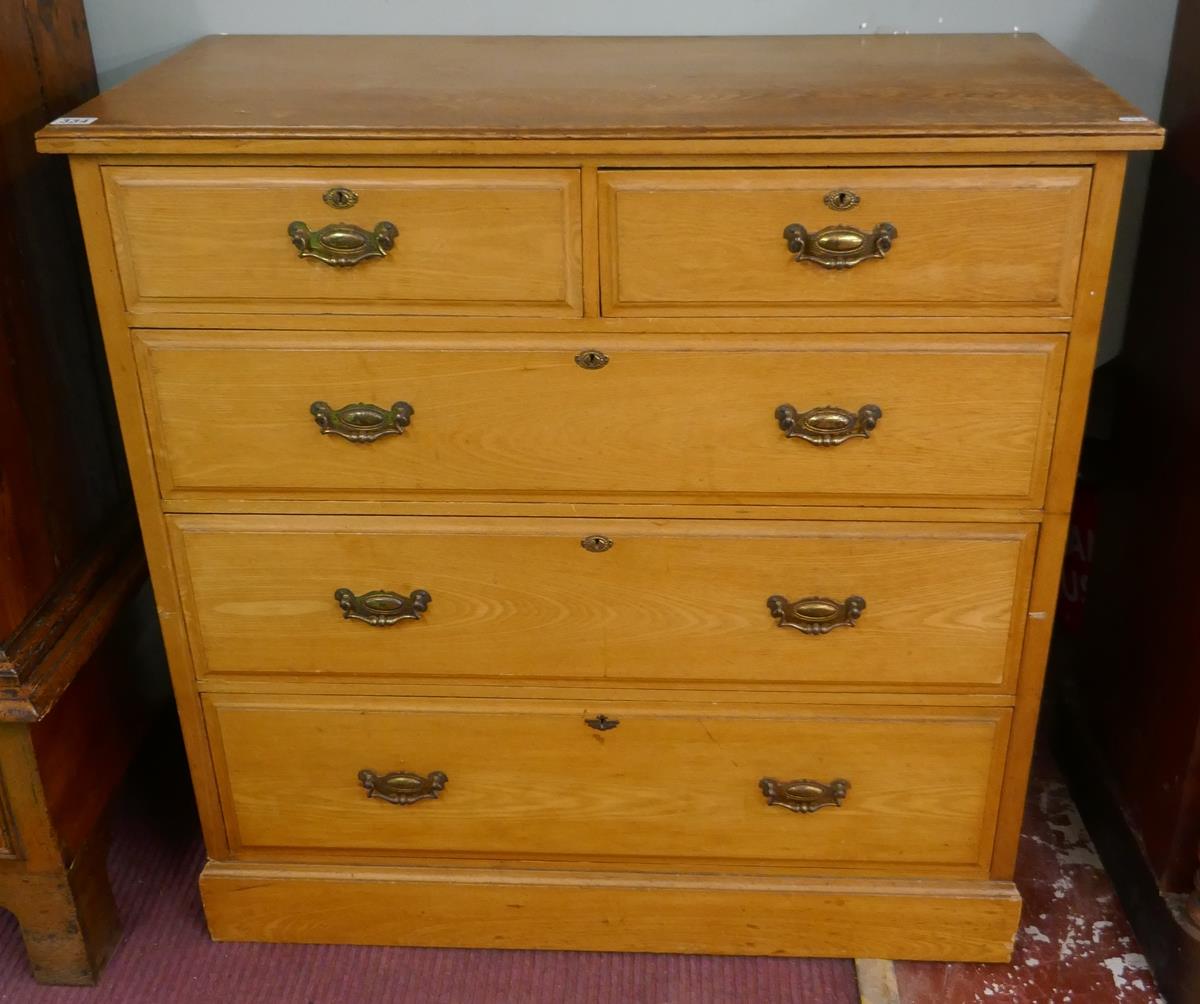 Antique ash chest of 2 over 3 drawers - Approx size W: 107cm D: 51cm H: 107cm