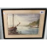 Watercolour - Harbour scene signed A D Mynett