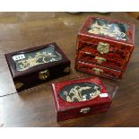 3 Oriental jewellery boxes