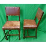 Set of 4 leather antique dining chairs