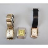 3 watches to include 1 with gold case