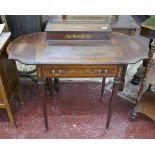 Fine antique inlaid ladies writing desk with drop leaves