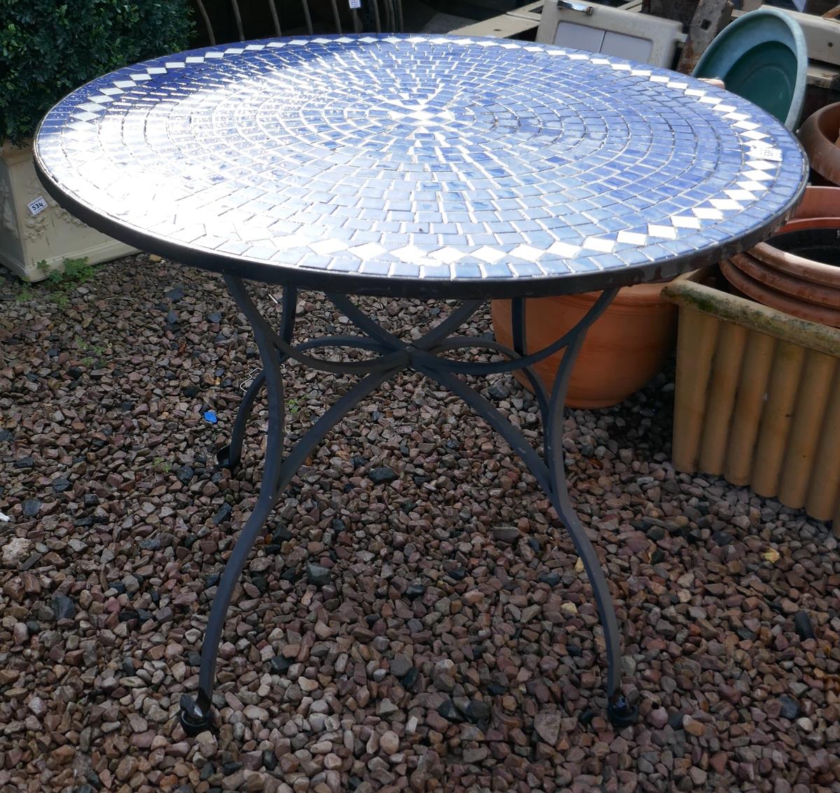 Round tile top garden table