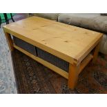 Coffee table with wicker drawers - Approx size W: 120cm D: 60cm H: 40cm