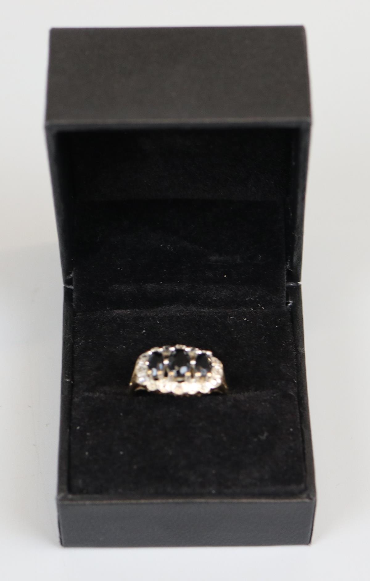 Gold sapphire & diamond set ring (size N½) - Image 3 of 3