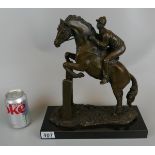 Bronze - Study of show jumper on marble base
