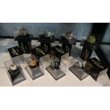 Collection of 8 Minichamps 1:8 scale model AVG Valentino Rossi helmets