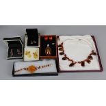 Collection of amber set jewellery to include silver