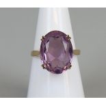 Gold amethyst set ring (size L½)