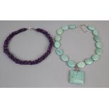 2 necklaces with silver clasps - Amethyst & Variscite