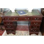 Mahogany leather top pedestal desk