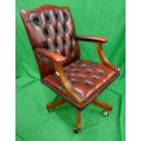 Ox blood red leather button back office chair