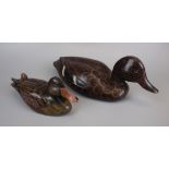 2 wooden decoy ducks