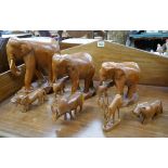 Collection of carved animals to include elephants