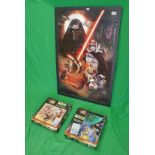 2 Star Wars jigsaws together with framed poster
