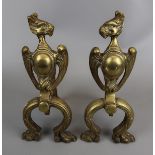 Pair of brass firedogs