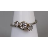 Fine platinum 3 stone diamond ring (size N½)