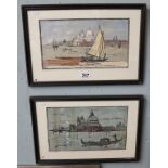 Pair of Venetian woodblock prints