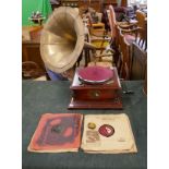 HMV gramophone with 78 rpm records