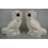 Pair of large antique Staffordshire dogs - Approx H: 38cm