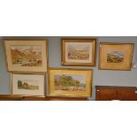 Collection of 5 H Moxon Cook watercolours