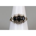 Gold sapphire & diamond set ring (size N½)