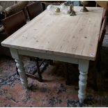 Scrub top pine farmhouse kitchen table - Approx size L: 148cm W: 97cm H: 74cm