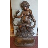 Original Coalbrookdale stick stand - Boy & Snake - H: 83cm